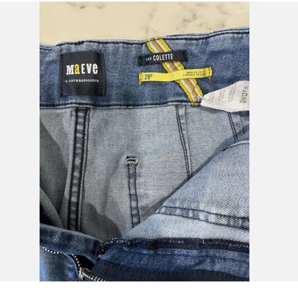 Maeve Anthropologie The Colette Jeans Womens 28 Petite Crop High-Rise Wide Leg - Picture 5 of 10